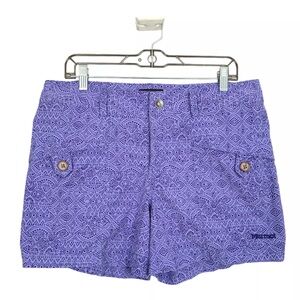 MARMOT Women's Ginny Shorts 12 Blue Print Cotton Blend Pockets